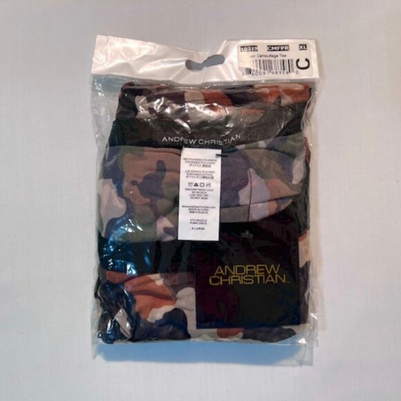 Andrew Christian - Size XL Athletic Sheer Camouflage T-Shirt Khaki Camo/Black - Picture 10 of 10
